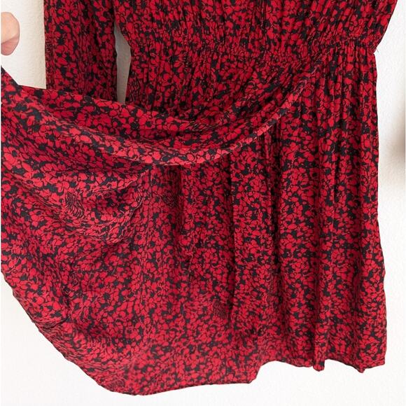 Zadig & Voltaire Rinka Red/Black Floral Print Long Sleeve Mini Dress, size S - Picture 4 of 8